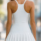 White Ribbed Skater Mini Dress