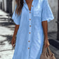 Women'S Casual Short-Sleeved Regular Long Shirt Dress