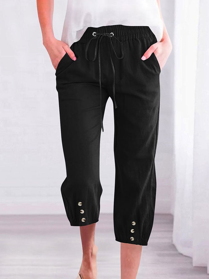 Women's Fashion Casual Drawstring Cropped Pants