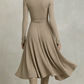 Women’s Elegant Figure-flattering Long Sleeves Knit Blend Midi Dress