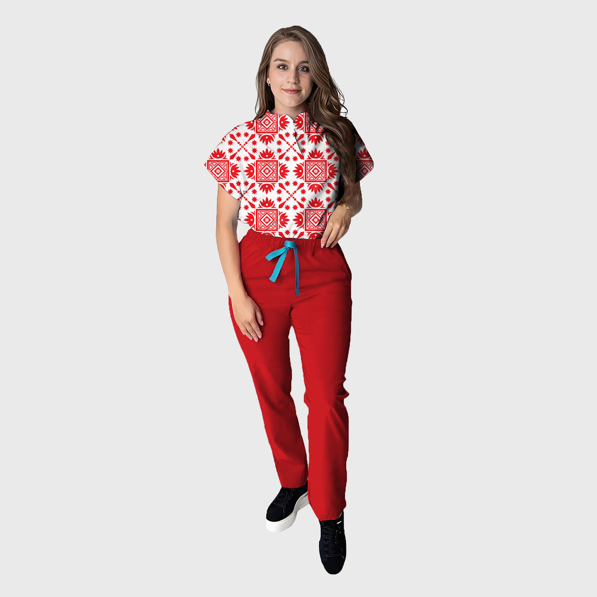 Women's Floral Printed Scrub Set CPJO2