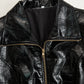 Glossy Croc-Effect Zip-Front Midi Dress