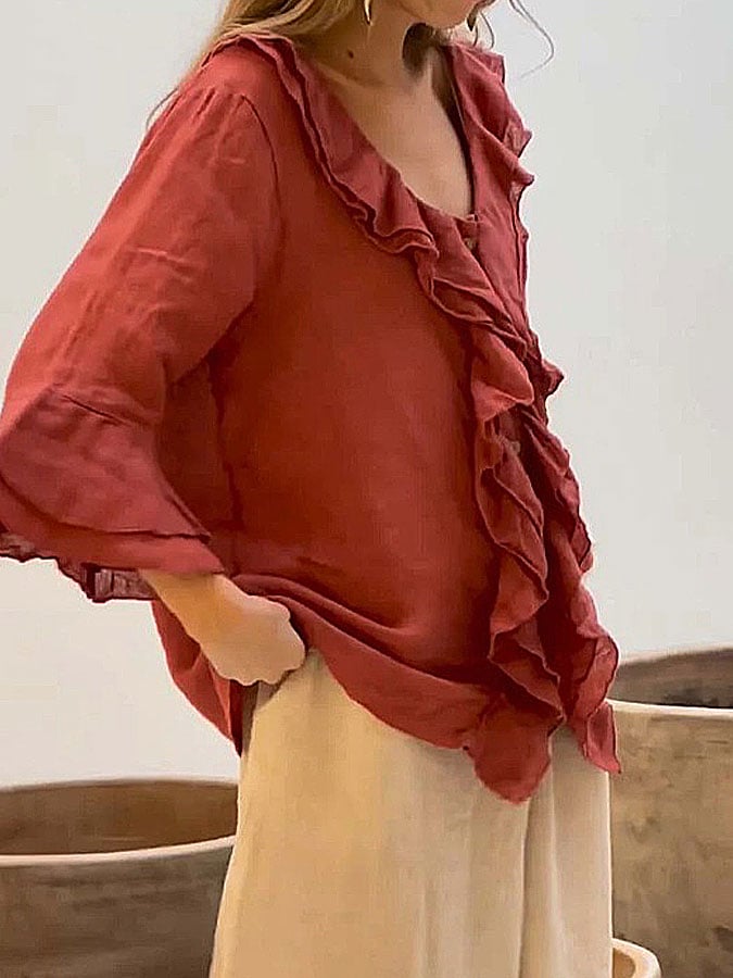 Women's ruffled casual shirt