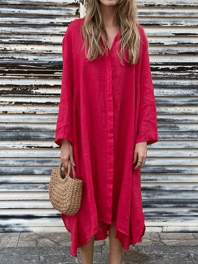Women's Loose Casual Long Sleeve Shirt Dress