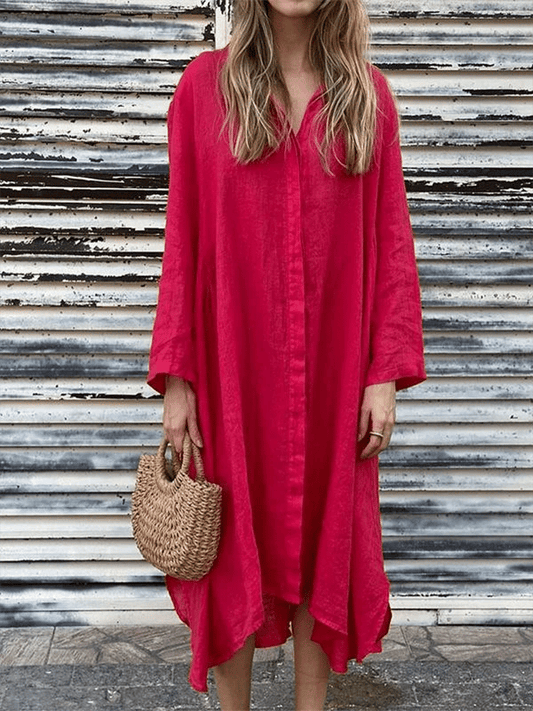 Women's Loose Casual Long Sleeve Shirt Dress