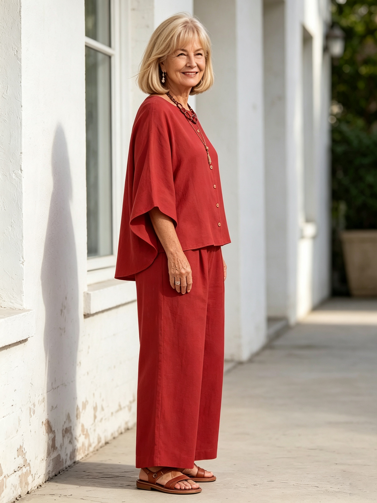 2Pcs Women's Suit Casual Women's Clothing Cotton and Linen Wide-leg Pants Suit