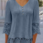 Women'S Casual Solid Color Lace Sleeve Top