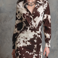 Vintage Cow Printed Shirt Midi Dress