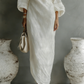 Ivory White One-Shoulder Cotton-Linen Maxi Dress