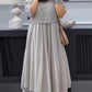 Women's Casual Solid Color Round Neck Three-quarter Sleeve Spliced Cotton and Linen Dress