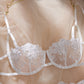 Sexy Flower Embroidered Mesh Lace Gathered Bra Set