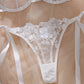 Sexy Flower Embroidered Mesh Lace Gathered Bra Set