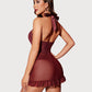 Lace Babydoll Open Front Halter Nighty