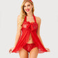 Lace Babydoll Open Front Halter Nighty
