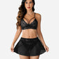 3 Piece Sets Lace Bralette, Skirt with Panty