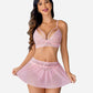 3 Piece Sets Lace Bralette, Skirt with Panty