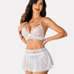 3 Piece Sets Lace Bralette, Skirt with Panty