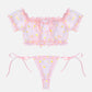 Floral Mesh Ruffle Lingerie Set