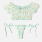 Floral Mesh Ruffle Lingerie Set