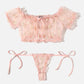 Floral Mesh Ruffle Lingerie Set