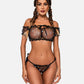 Floral Mesh Ruffle Lingerie Set