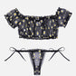 Floral Mesh Ruffle Lingerie Set