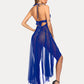 Deep V Neck Lace Mesh Dress