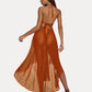 Deep V Neck Lace Mesh Dress