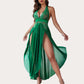 Deep V Neck Lace Mesh Dress