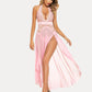 Deep V Neck Lace Mesh Dress