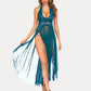 Deep V Neck Lace Mesh Dress