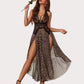 Deep V Neck Lace Mesh Dress