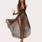 Deep V Neck Lace Mesh Dress