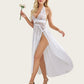 Deep V Neck Lace Mesh Dress