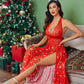 Deep V Neck Lace Mesh Dress