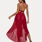 Deep V Neck Lace Mesh Dress