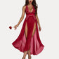 Deep V Neck Lace Mesh Dress