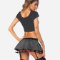Pleated Costume Mini Skirt with Garter