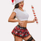 Pleated Costume Mini Skirt with Garter
