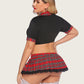 Plus Size Lingerie with Tie Top and Mini Skirt