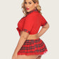 Plus Size Lingerie with Tie Top and Mini Skirt