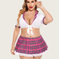 Plus Size Lingerie with Tie Top and Mini Skirt