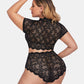 Plus Size Floral Lace Trim Set