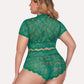 Plus Size Floral Lace Trim Set