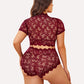 Plus Size Floral Lace Trim Set