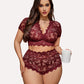 Plus Size Floral Lace Trim Set