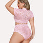 Plus Size Floral Lace Trim Set