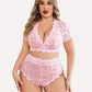 Plus Size Floral Lace Trim Set