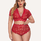 Plus Size Floral Lace Trim Set