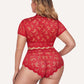 Plus Size Floral Lace Trim Set